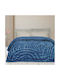 Amelie Line Κουβέρτα Βελουτέ Υπέρδιπλη 220x220εκ. Blue-petrol