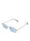JohNocera Unisex Sunglasses with Silver Metal Frame and Silver Polarized Mirror Lens JN-rect-c6