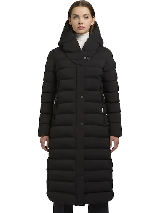 Women's Long Puffer Jacket for Winter Black
