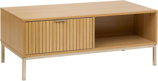 Rectangular Central Coffee Table Tasso Wooden with Drawers Brown M100xW40xH50cm