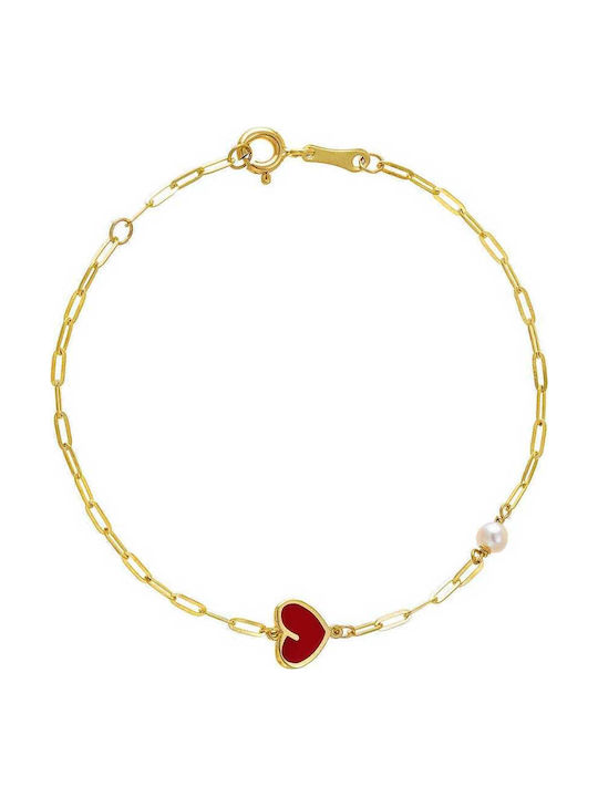 Papoulidis Jewellery Kinderarmband aus Gold 9K mit Herz