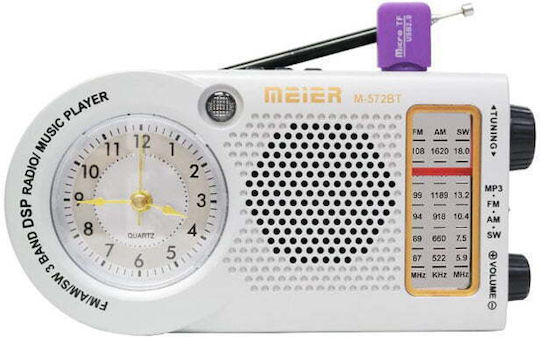 Meier M-572BT Φορητό Ραδιόφωνο Επαναφορτιζόμενο με Bluetooth Λευκό