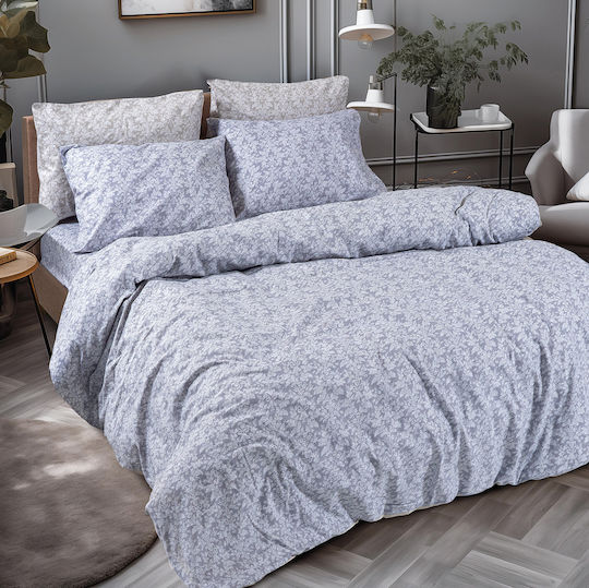 Beauty Home Duvet Cover Set Flannel Single with Pillowcase 160x240 Flame Art 12631 Grey