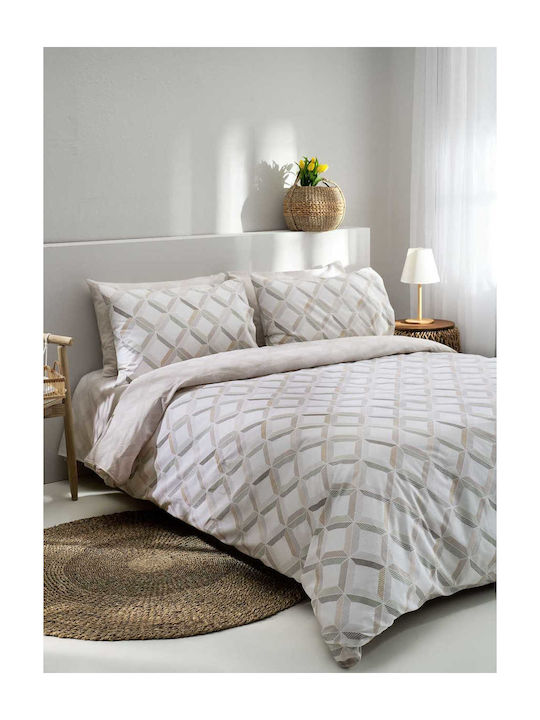 Vesta Home Bettbezug Baumwolle Übergröße 230x240 Rombi Weiß