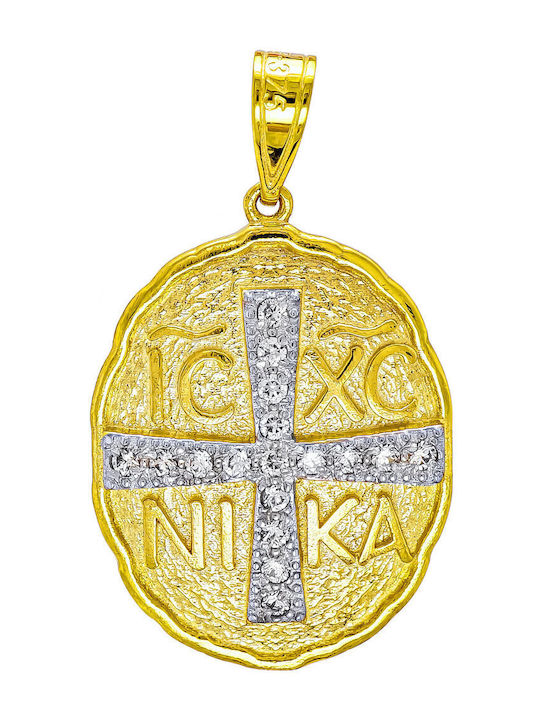 Kiriakos Gofas Pendant Kids Talisman Double Sided Konstantinato made of Gold 9K KN549