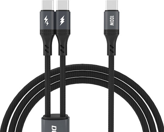 Dudao USB 2.0 Cable USB-C Male - USB-C 100W PD Black 1.2m