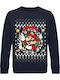 Суитшърт унисекс органичен "Super Mario Classic Ugly Christmas Sweater" френско морско синьо