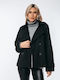 Women's black Peacoat with Buttons