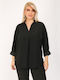 Langärmelig Damen Hemd Schwarz Monochrom