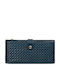Large Leather Women's Wallet Classic Navy Blue