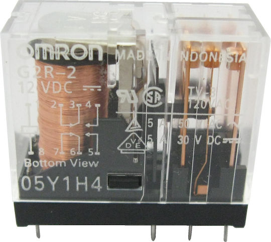 Omron Relay 12V 5A 1pcs DPDT contacts 5A 250VAC (5A 30VDC) G2R-2-DC12