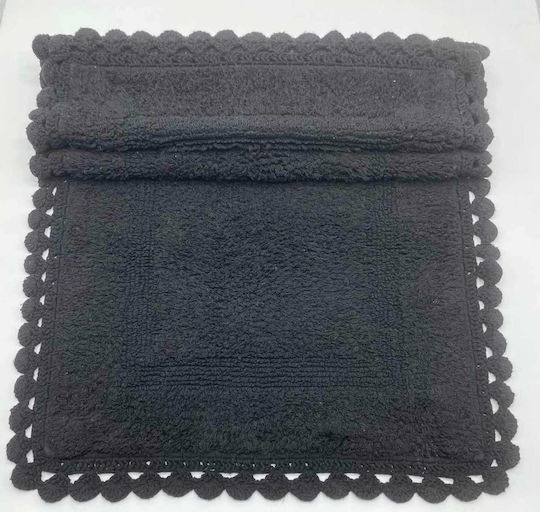 Natural Home Badematte Baumwolle Rechteckig DIB-1553 Black Velvet-Black Metal 60x90cm