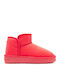 Women's Ankle Boots with Fur Red