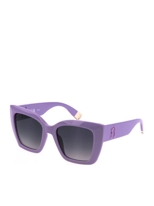 Furla Women's Sunglasses with Purple Plastic Frame and Gray Gradient Lens