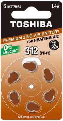 Toshiba Hearing Aid Batteries 312 1.45V 6pcs