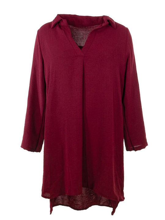 Langärmelig Damen Hemd Bordeaux