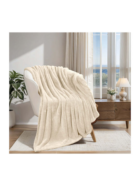 Astron Italy Velvet Sofa Blanket 130x160cm Ecru