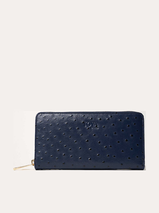 Large Leather Women's Wallet Classic Blue