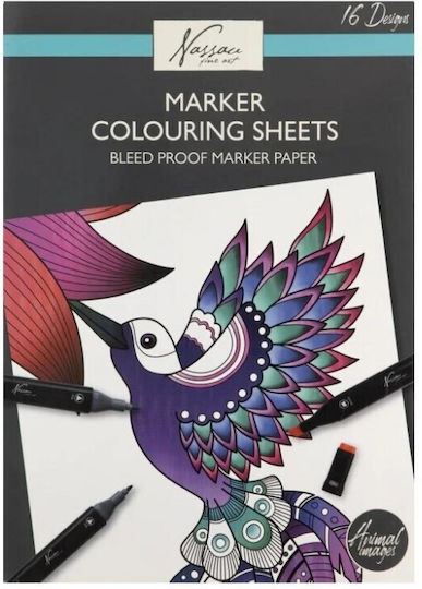 Nassau Pad Pre-designed Marker Pages 16 Designs 25x35cm Animals