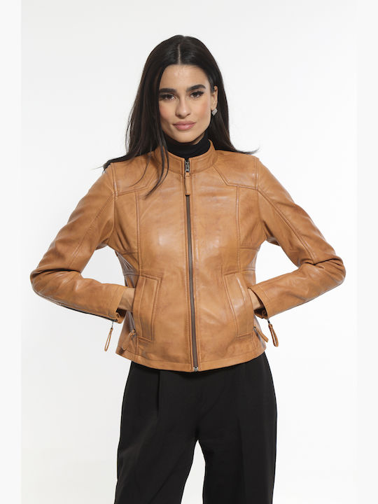 Newton Leather Crop Δερμάτινο Γυναικείο Μπουφάν...