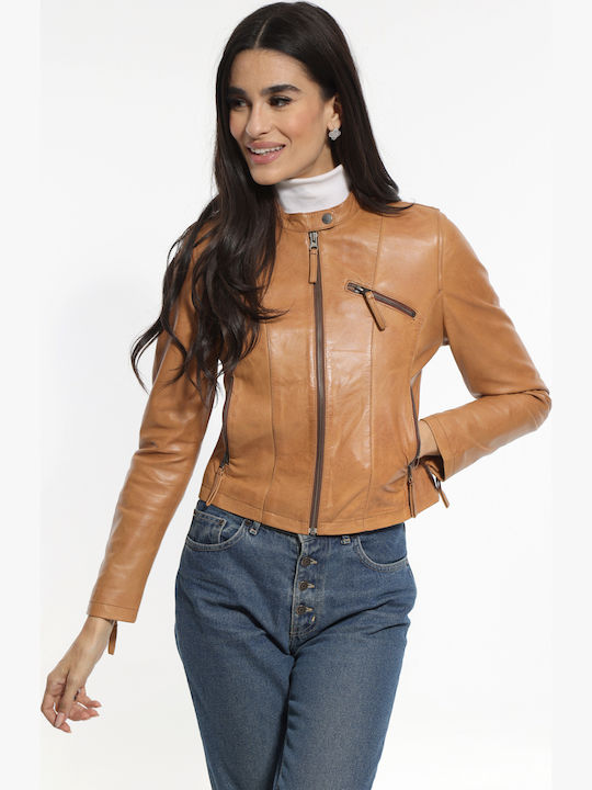 Newton Leather Crop Δερμάτινο Γυναικείο Μπουφάν...