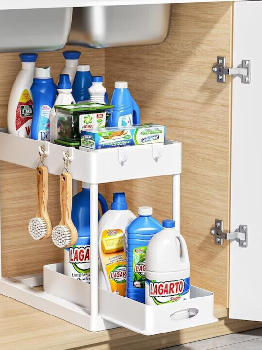 TimelessTools Plastic Cupboard Shelf 33x40x23cm 2 Pieces White