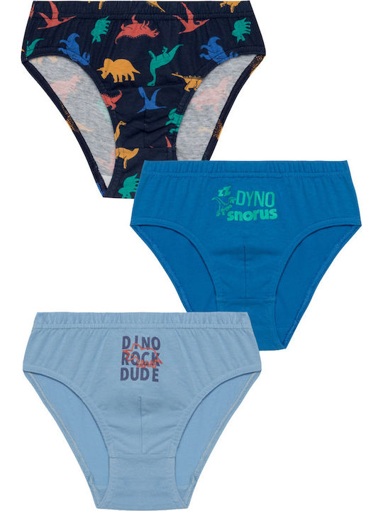 Minerva Dinosaurs Set of Kids' Briefs Blue