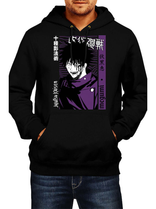 Мъжки суичър с качулка Японски манга комикси Аниме Тралала Jujutsu Kaisen Megumi Fushiguro Var-046 Черен