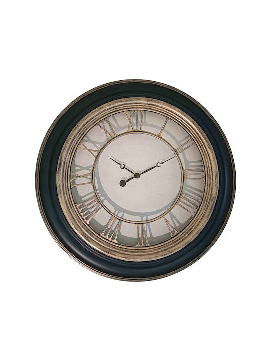 Inart 349-000010 Wall Clock Nopla Inart Black Antique Gold Shade Φ60.2x5.6cm