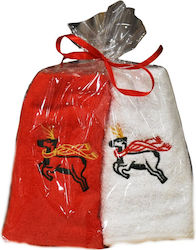 Decotelia Set of 2 Christmas Hand Towels Red-White 40×60