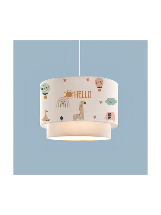 GloboStar Single-Light Kids Ceiling Pendant Light Made of Fabric with E27 Socket White 30x70cm