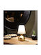 GloboStar Metal Table Lamp for Socket E27 with Beige Shade and Gold Base