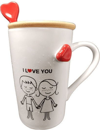 Romvous Cană Ceramică cu Capac Albă 400ml