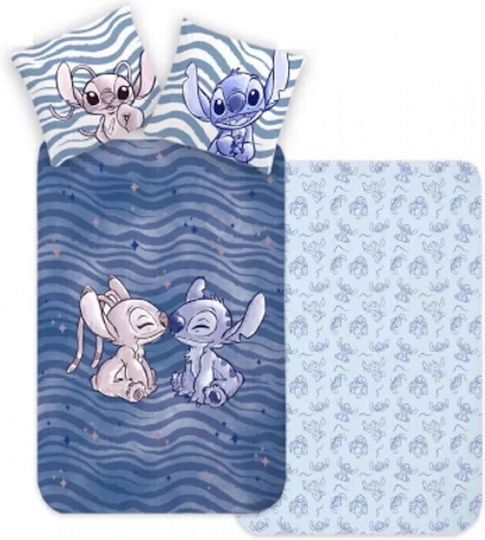 Lilo Stitch Set Kids Duvet Cover Single with Pillowcase Cotton Blue 100x135cm