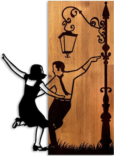 Διακοσμητικό Τοίχου La La Land 899skl2696 42x3x58cm Walnut-black Wallity Μέταλλο Ξύλο