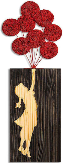 Διακοσμητικό Τοίχου Banksy Βρύο 899skl2664 34x99cm Brown-red Wallity Μέταλλο Ξύλο