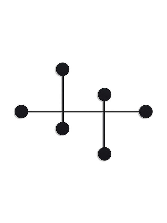 Wall Hanger 6 Positions Dama 494pyt1129 82x60x10cm Black Wallity Metal