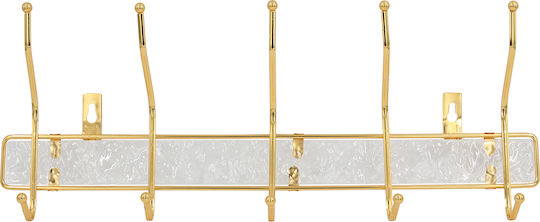Metal Wall Hanger with 10 Slots 41x5.5x16 cm Gold Acrylic Keskor 51340