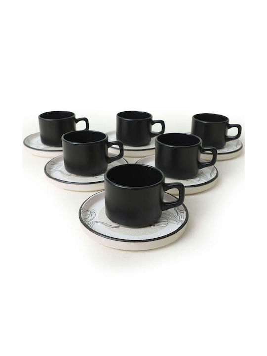 Hermia Set Tassen Kaffee Keramik Schwarz 184ml 12Stück 8684283355976