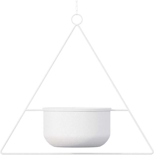Aberto Design Висящи Саксия Металик Бял 35x35x40εκ.