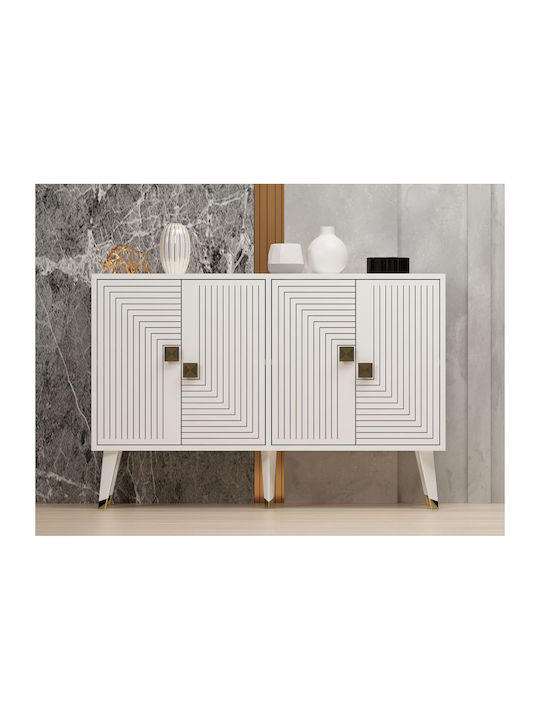 Sideboard Ahart Wooden White-gold 120x30x80cm