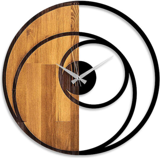 Circle Wall Clock 539tnl1144 56x3x56cm Walnut-black Wallity Metal Wood