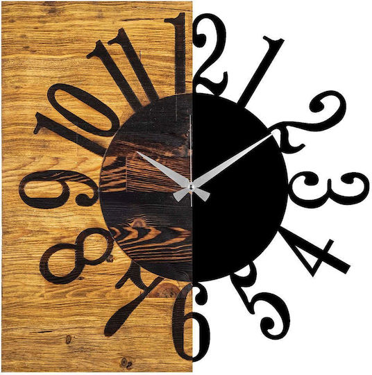 Ρολόι Τοίχου 539tnl1107 58x3x58cm Walnut-black Wallity Μέταλλο Ξύλο