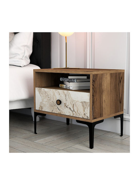Bedside Table Lizbon Wooden Brown 56x40x50.8cm