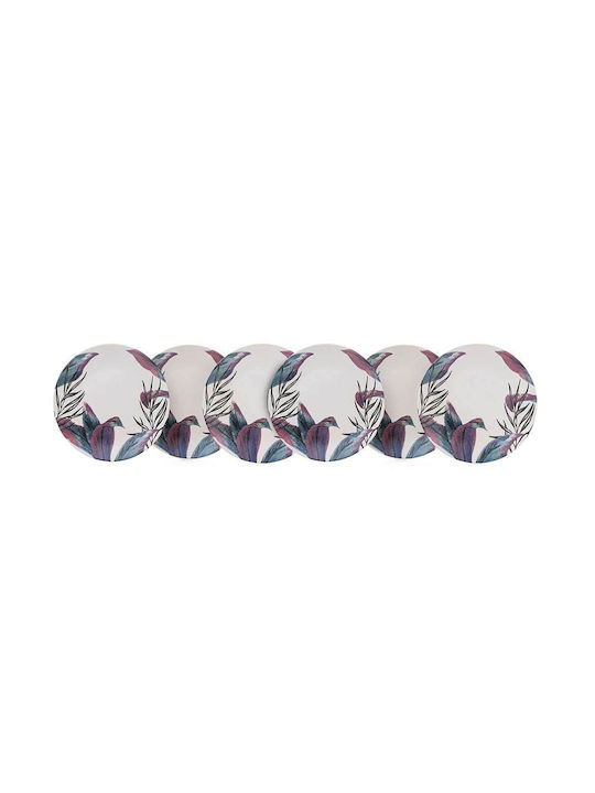 Hermia Plate Shallow Ceramic Multicolour with Diameter 25cm 6pcs