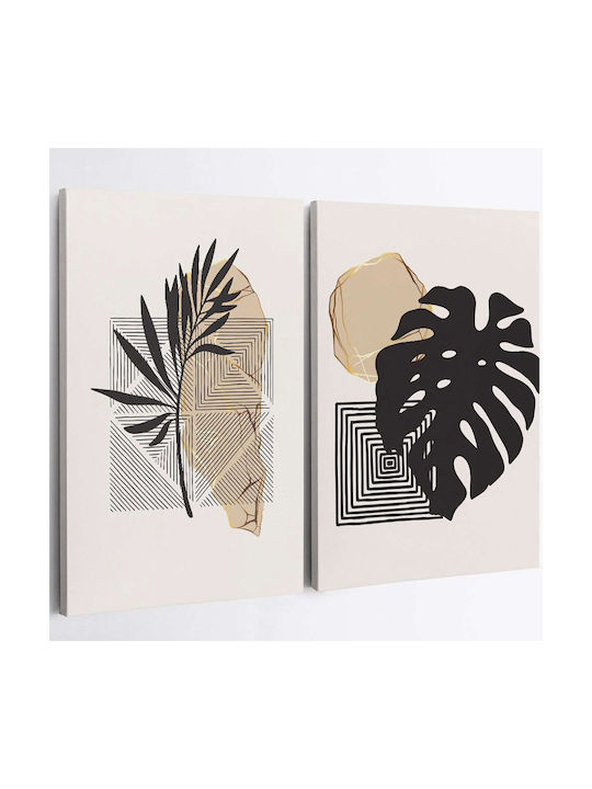 Canvas Painting Set of 2 Pieces 910nvt1164 70x100cm Multi Wallity Vertical Wood Canvas