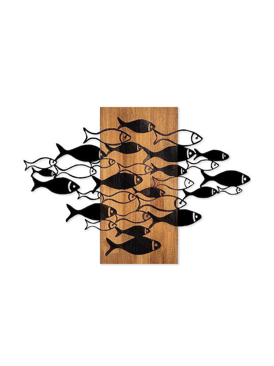 Shoal Wall Decor 899skl2407 58x88cm Walnut-black Wallity Metal Wood