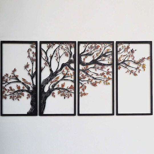 Διακοσμητικό Τοίχου Autumn Vibes Σετ 4τμχ 507atp1201 48x98cm Black-orange Wallity Ατσάλι