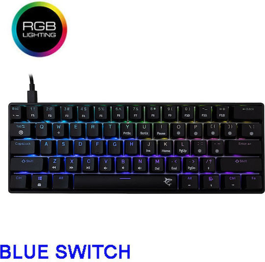 White Shark Shinobi 2 Gaming Μηχανικό Πληκτρολόγιο 60% με Custom Blue διακόπτες και RGB φωτισμό (Αγγλικό US)