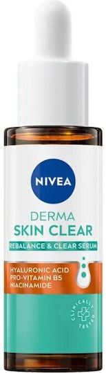 Nivea Derma Skin Clear Rebalance & Clear Soothing & Moisturizing Serum Face with Niacinamide & Hyaluronic Acid for Acne & Imperfections 30ml